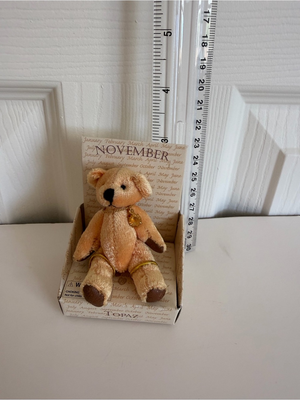 Russ Berrie vintage miniature birthday plush bear with necklace - November